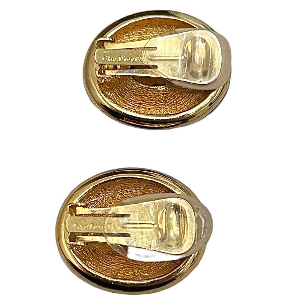 CHRISTIAN DIOR BLACK ENAMEL & FACETED CRYSTAL OVAL CLIP ON EARRINGS - Picture 11 of 16